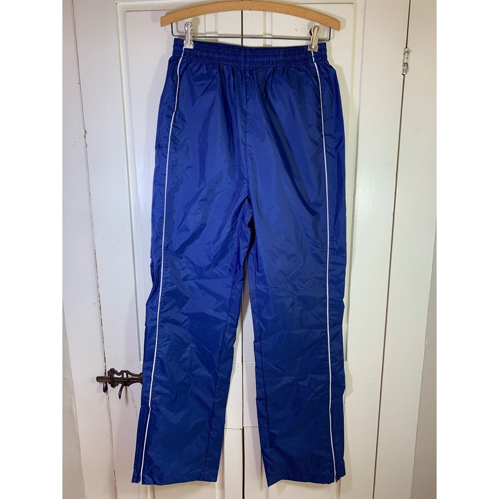 Vintage Y2K Champion Blue Nylon Windbreaker Track Pants White Piping Mens M